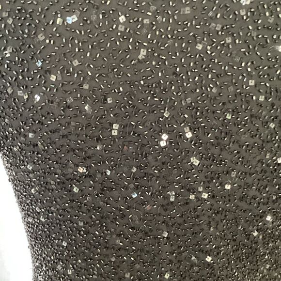 Adrianna Papell Boutique Silk Beaded Black Top Cowl Neckline Women’s Medium - Picture 7 of 9